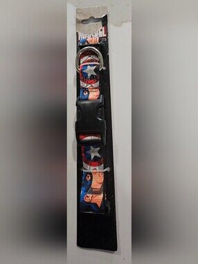Marvel Dog Collar with Red, Blue & White Captain America Shield Design